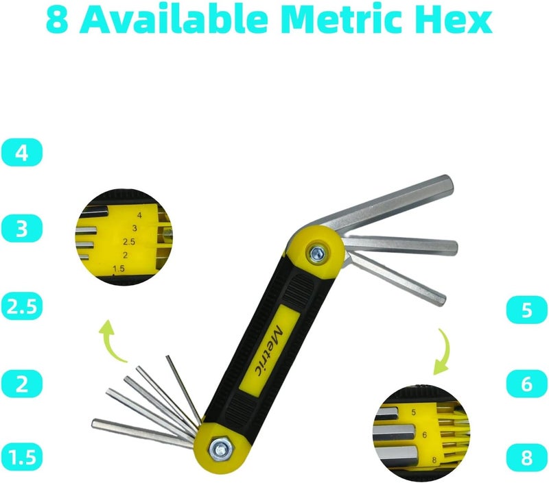 Warmtree 17-Piece Folding Allen Wrench Set | Metric & SAE Sizes | 2-Pack Portable Hex Tool for Home Repair & Professional Use - Image 4